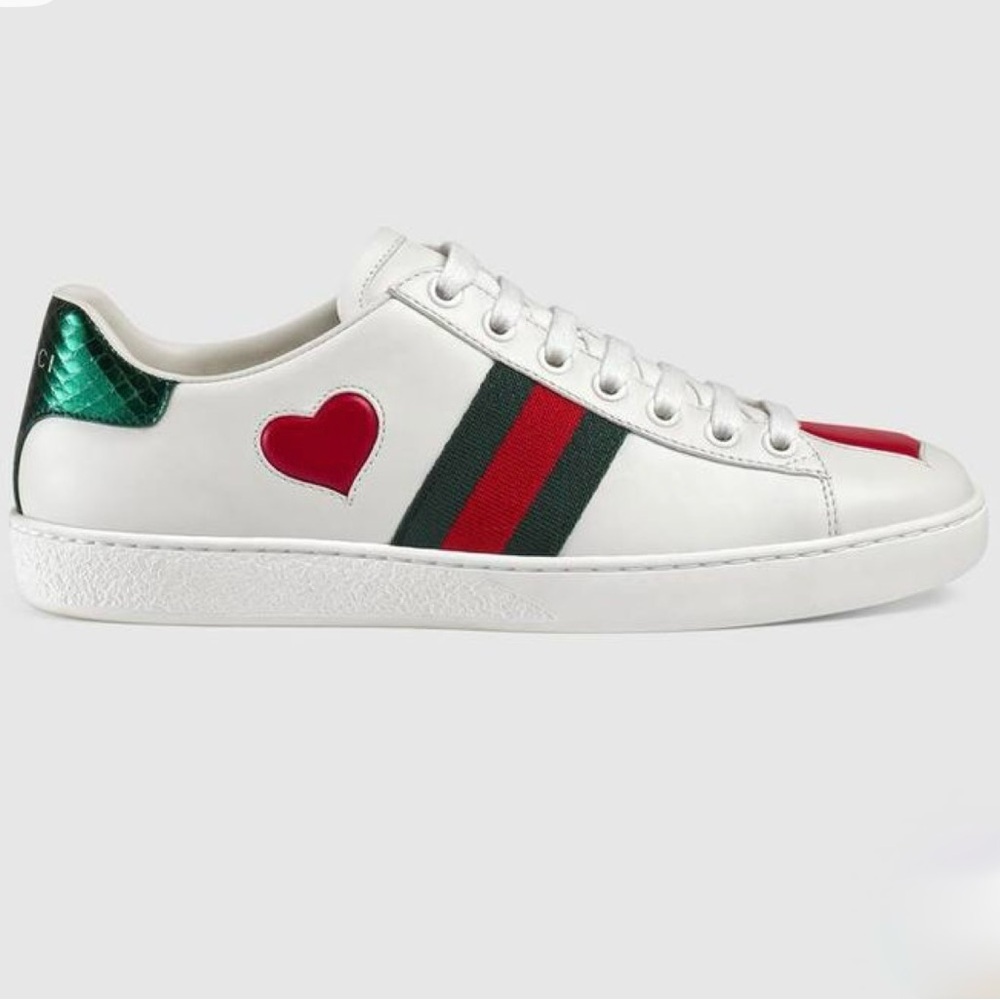 Gucci White Sneakers with Hearts